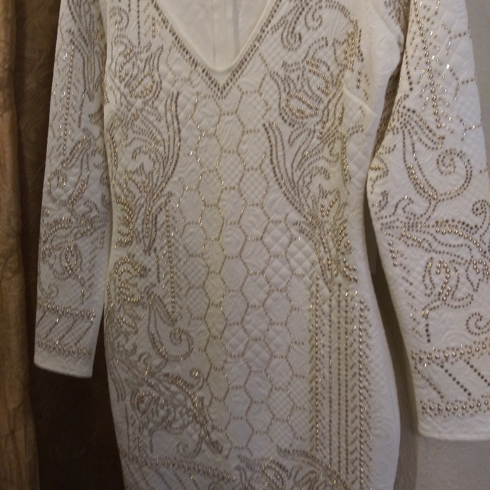 White gold sequined dress, never worn